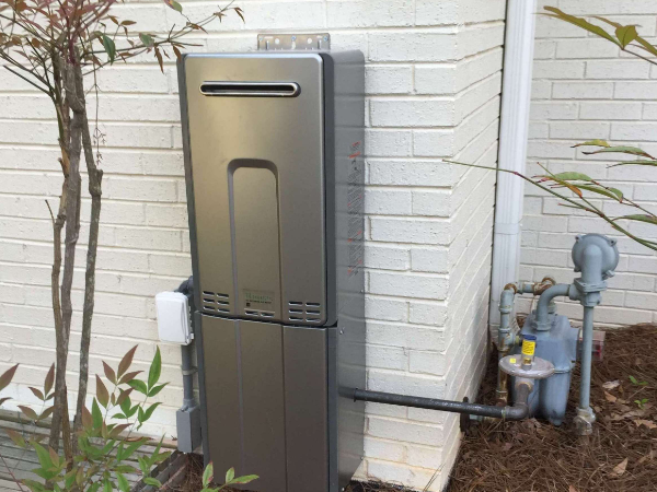 Outdoor tankless water heater.